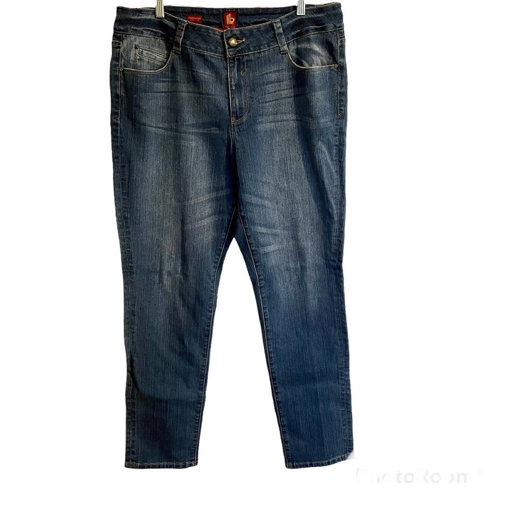 Sasson Ooh La La Skinny Leg Shuffle Jeans Blue Womens Size 16 Logo Stret…